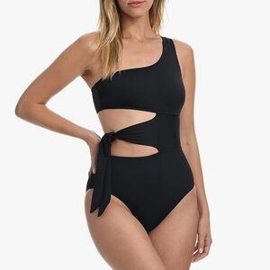 La Blanca Women's Island Goddess One Shoulder Mio One Piece Swimsuit, Black, 4